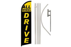 All Wheel Drive (Black & Yellow) Windless Banner Flag & Pole Kit