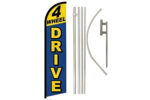 4 Wheel Drive (Blue & Yellow) Windless Banner Flag & Pole Kit