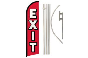 Exit (Red) Windless Banner Flag & Pole Kit