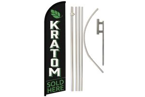 Kratom Sold Here Windless Banner Flag & Pole Kit