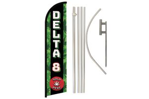 Delta 8 Sold Here Windless Banner Flag & Pole Kit