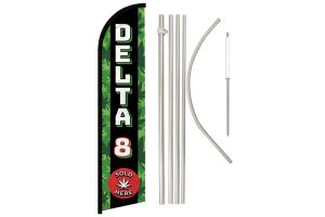 Delta 8 Sold Here Windless Banner Flag & Pole Kit