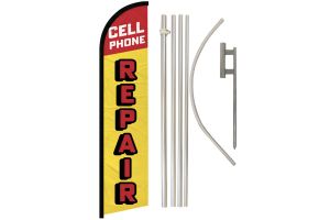 Cell Phone Repair (Letters) Windless Banner Flag & Pole Kit