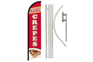 Crepes Superknit Polyester Swooper Flag Size 11.5ft by 2.5ft & 6 Piece Pole & Ground Spike Kit