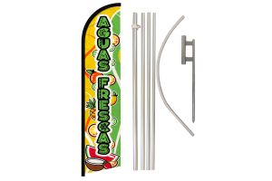 Aguas Frescas Superknit Polyester Swooper Flag Size 11.5ft by 2.5ft & 6-Piece Pole & Ground Spike