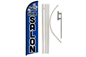 Hair Salon (Blue) Windless Banner Flag & Pole Kit