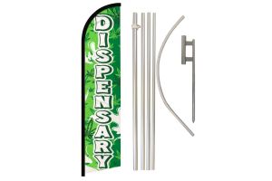 Dispensary Superknit Polyester Swooper Flag Size 11.5ft by 2.5ft & 6-Piece Pole & Ground Spike