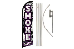 Smoke Shop (Purple) Windless Banner Flag & Pole Kit