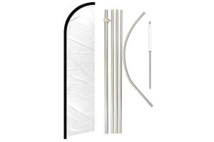 White Solid Color Windless Banner Flag & Pole Kit