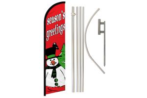 Seasons Greetings (Snowman) Windless Banner Flag & Pole Kit