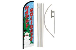 Happy Holidays Windless Banner Flag & Pole Kit