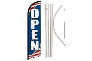Open (Patriotic) Windless Banner Flag & Pole Kit