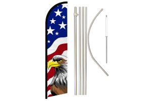 USA Eagle Windless Banner Flag & Pole Kit