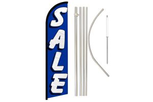 Sale (Blue) Windless Banner Flag & Pole Kit
