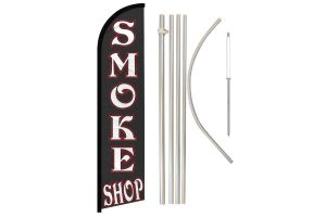 Smoke Shop (Black) Windless Banner Flag & Pole Kit