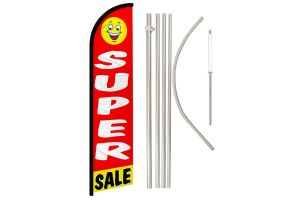 Super Sale (Happy Face) Windless Banner Flag & Pole Kit