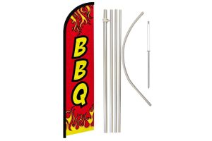 BBQ (Red) Windless Banner Flag & Pole Kit