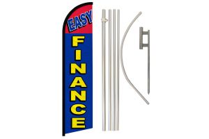 Easy Finance Superknit Polyester Swooper Flag Size 11.5ft by 2.5ft & 6 Piece Pole & Ground Spike Kit