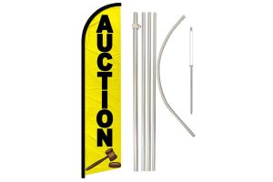 Auction Windless Banner Flag & Pole Kit