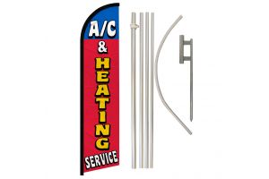 A/C & Heating Services Windless Banner Flag & Pole Kit