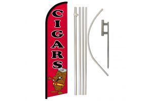 Cigars (Red) Windless Banner Flag & Pole Kit