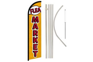 Flea Market Windless Banner Flag & Pole Kit