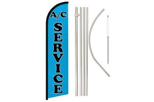 A/C Services (Blue) Windless Banner Flag & Pole Kit