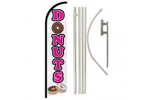 Donuts (White) Windless Banner Flag & Pole Kit
