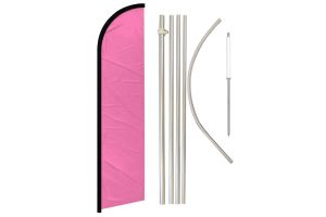 Pink Solid Color Windless Banner Flag & Pole Kit