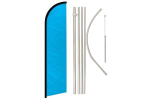 Light Blue Solid Color Windless Banner Flag & Pole Kit
