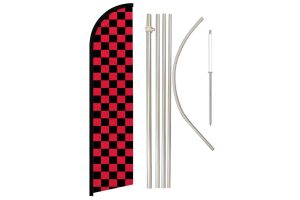 Red & Black Checkered Windless Banner Flag & Pole Kit