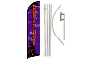 Haunted House Windless Banner Flag & Pole Kit