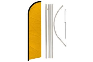 Gold Solid Color Windless Banner Flag & Pole Kit