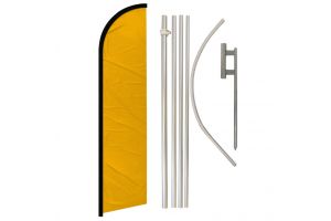 Gold Solid Color Windless Banner Flag & Pole Kit