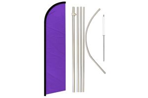 Purple Solid Color Windless Banner Flag & Pole Kit