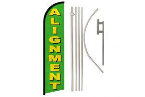 ALIGNMENT Green Windless Full Curve Top Advertising Banner Flag Automotive Cars 