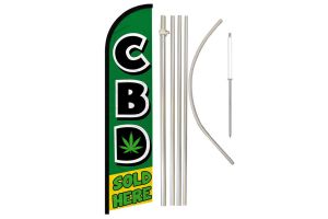C.B.D. Sold Here Windless Banner Flag & Pole Kit