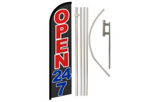Open 24/7 Windless Banner Flag & Pole Kit