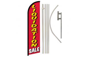 Liquidation Sale Superknit Polyester Swooper Flag Size 11.5ft by 2.5ft & 6 Piece Pole & Ground Spike Kit