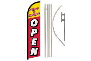 Pickup & Delivery (Open) Windless Banner Flag & Pole Kit