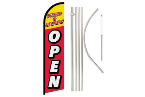 Pickup & Delivery (Open) Windless Banner Flag & Pole Kit