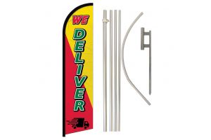 We Deliver (Red & Yellow) Windless Banner Flag & Pole Kit