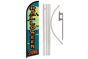 Halloween Store  Superknit Polyester Swooper Flag Size 11.5ft by 2.5ft & 6 Piece Pole & Ground Spike Kit