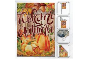 H&G Studios Welcome Autumn (Pumpkins) 12x18in Garden Flag 