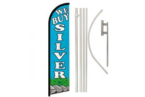 We Buy Silver Windless Banner Flag & Pole Kit