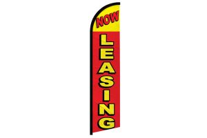 Now Leasing (Red & Yellow) Windless Banner Flag