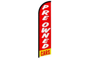 Preowned Cars (Red & White) Windless Banner Flag