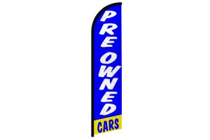 Preowned Cars (Blue & White) Windless Banner Flag