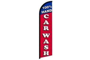 100% Hand Car Wash Windless Banner Flag