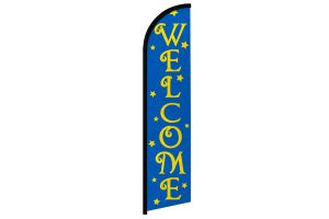 Welcome (Stars Blue) Windless Banner Flag